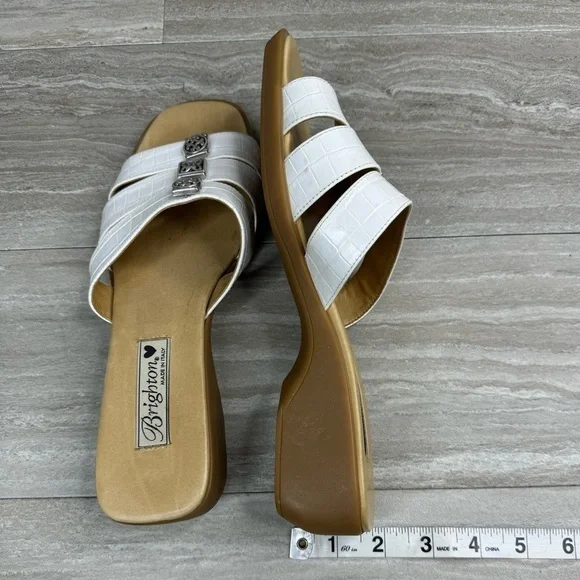 Brighton Brandy White Croc 3 Strap Made in Italy Sandals Womens Size 9.5 - Picture 7 of 10